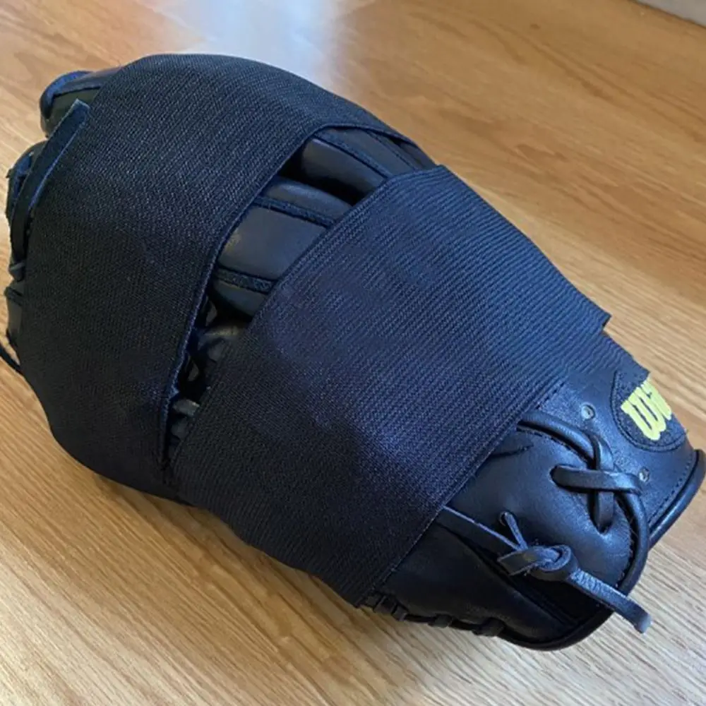 Elastic Baseball Glove Wrap Adjustable Mitt Shaper Softball Glove Fastener Tape Black Durable Baseball Strap