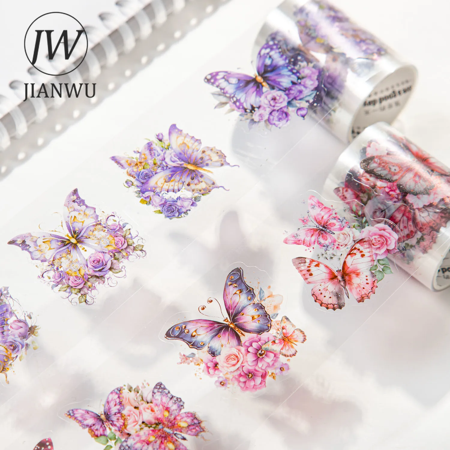 JIANWU 50mm*200cm Butterfly Shadow Series Vintage Material Decor PET Tape Creative DIY Journal Collage Scrapbooking Stationery