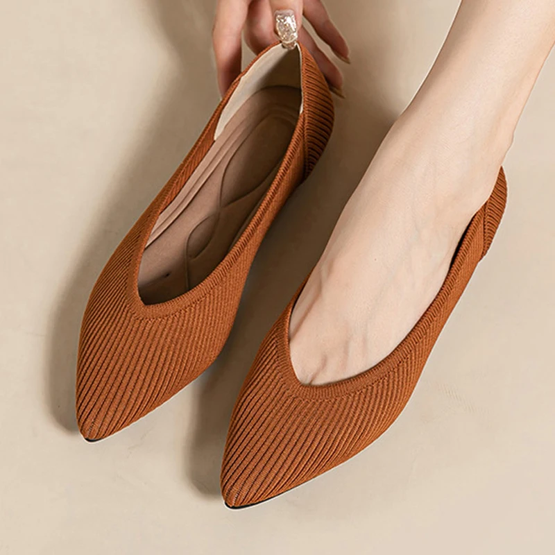 Women's flat shoes elastic soft casual fashionable breathable anti-skid rubber sole pointed comfortable shoes for pregnant women 2