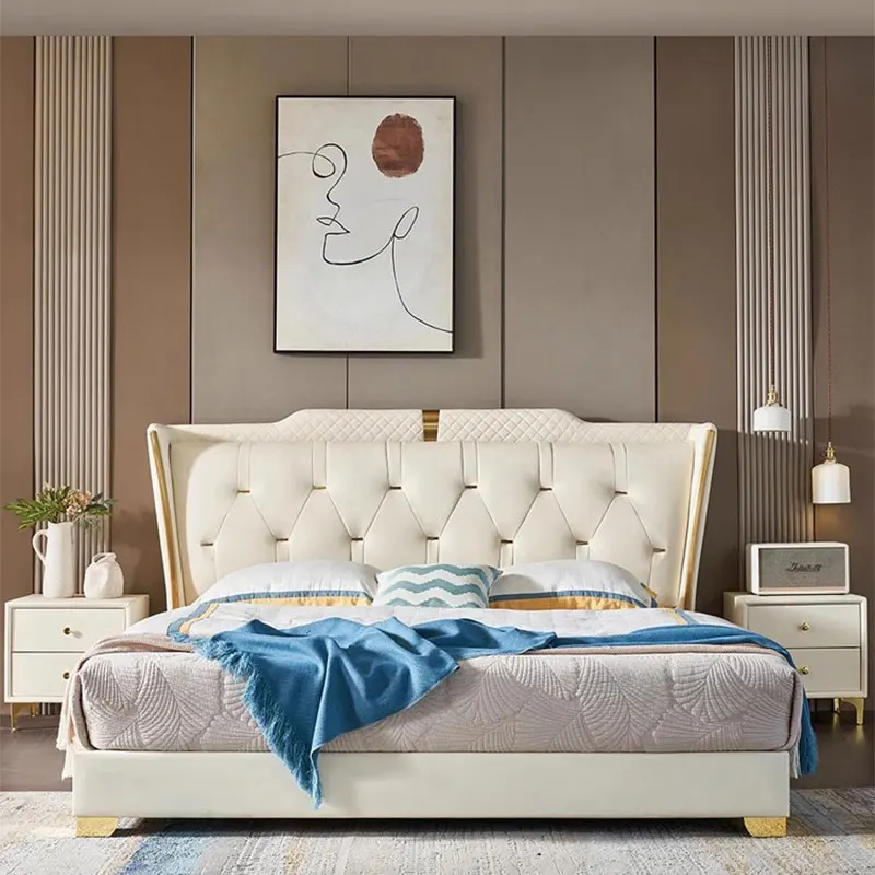 Support Luxury Frame Double Bed Support King Size Queen Baby Double Bed Princess Girls Letto Matrimoniale Furniture Home