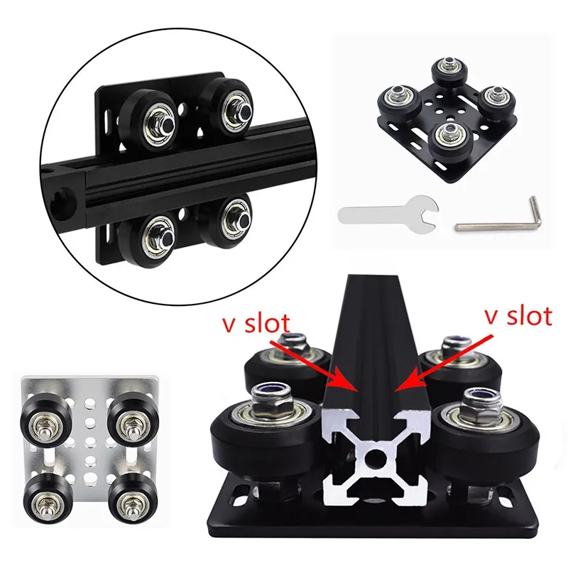 1set 3d Printer Parts Openbuilds V Gantry Plat Set Special Slide Plate Pulley For 2020 /2040 V-slot Aluminum Profiles Wheels