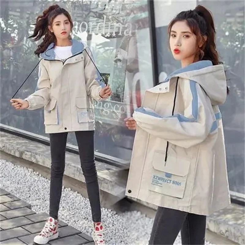 2024 Spring New Korean Version Loose And Lazy College Trend Coat Women's Fashion Casual All-Match Hooded Top Tide