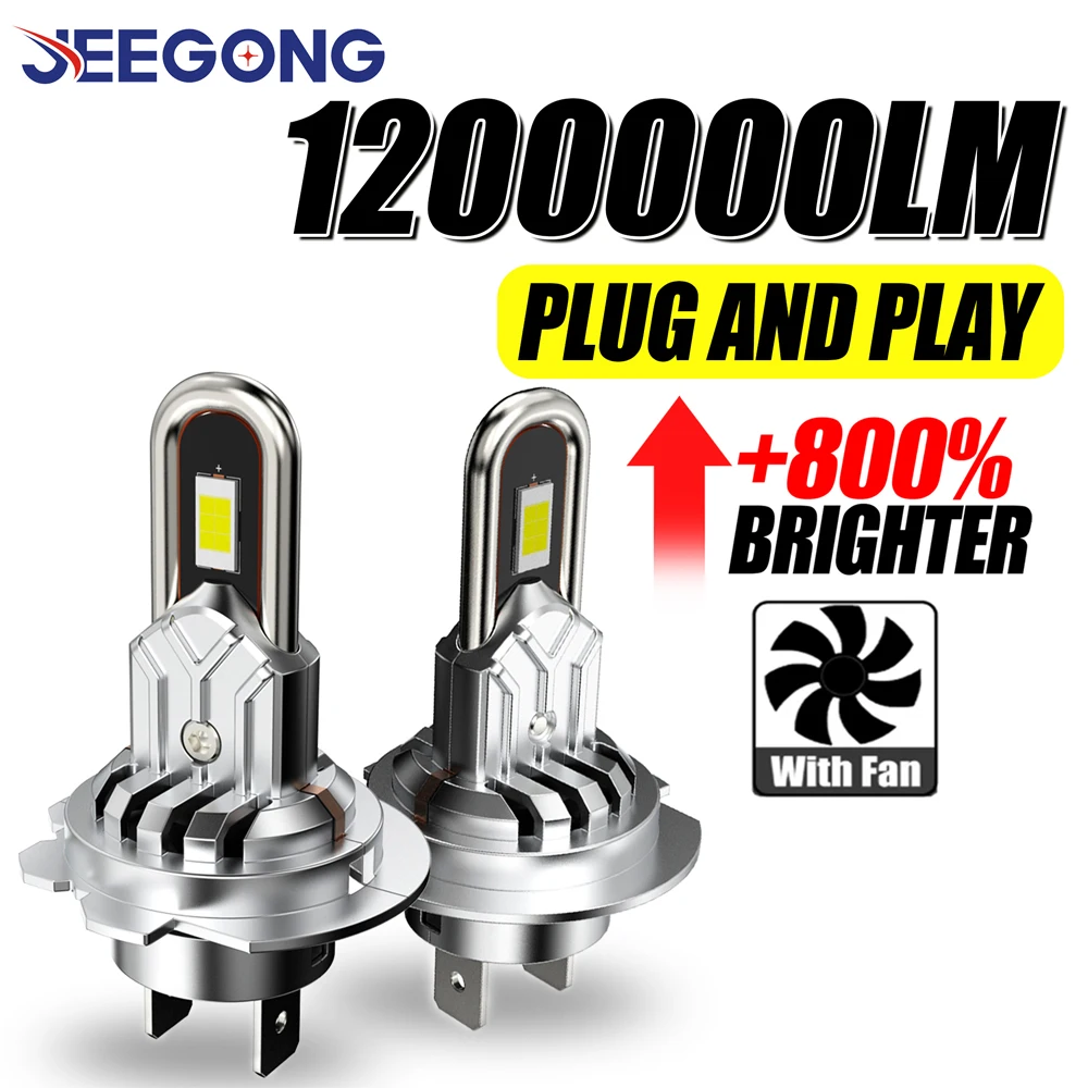 터보 H4 H7 LED 헤드라이트 팬 장착 LED 헤드라이트 전구 CANBUS..