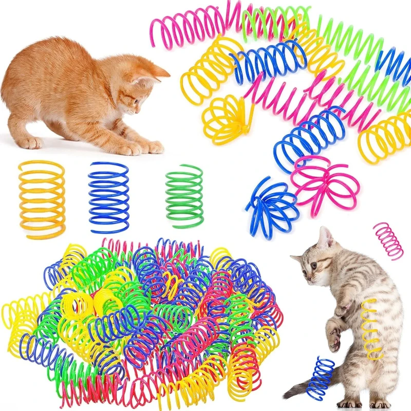 4/200Pcs Cat Spring Toy Cat Spiral Toys Interactive for Indoor Colorful Cats Plastic Springs Coil for Kitten Hunting Swatting 4/200Pcs Cat Spring Toy Cat Spiral Toys Interactive for Indoor Colorful Cats Plastic Springs Coil for Kitten Hunting Swatting
