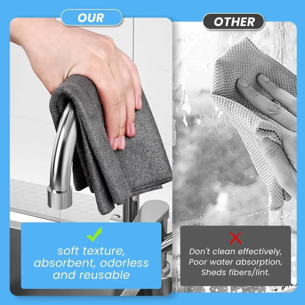 Reusable Cleaning Cloths 10-Pack Polyester Fiber Set Household Car Cleaning