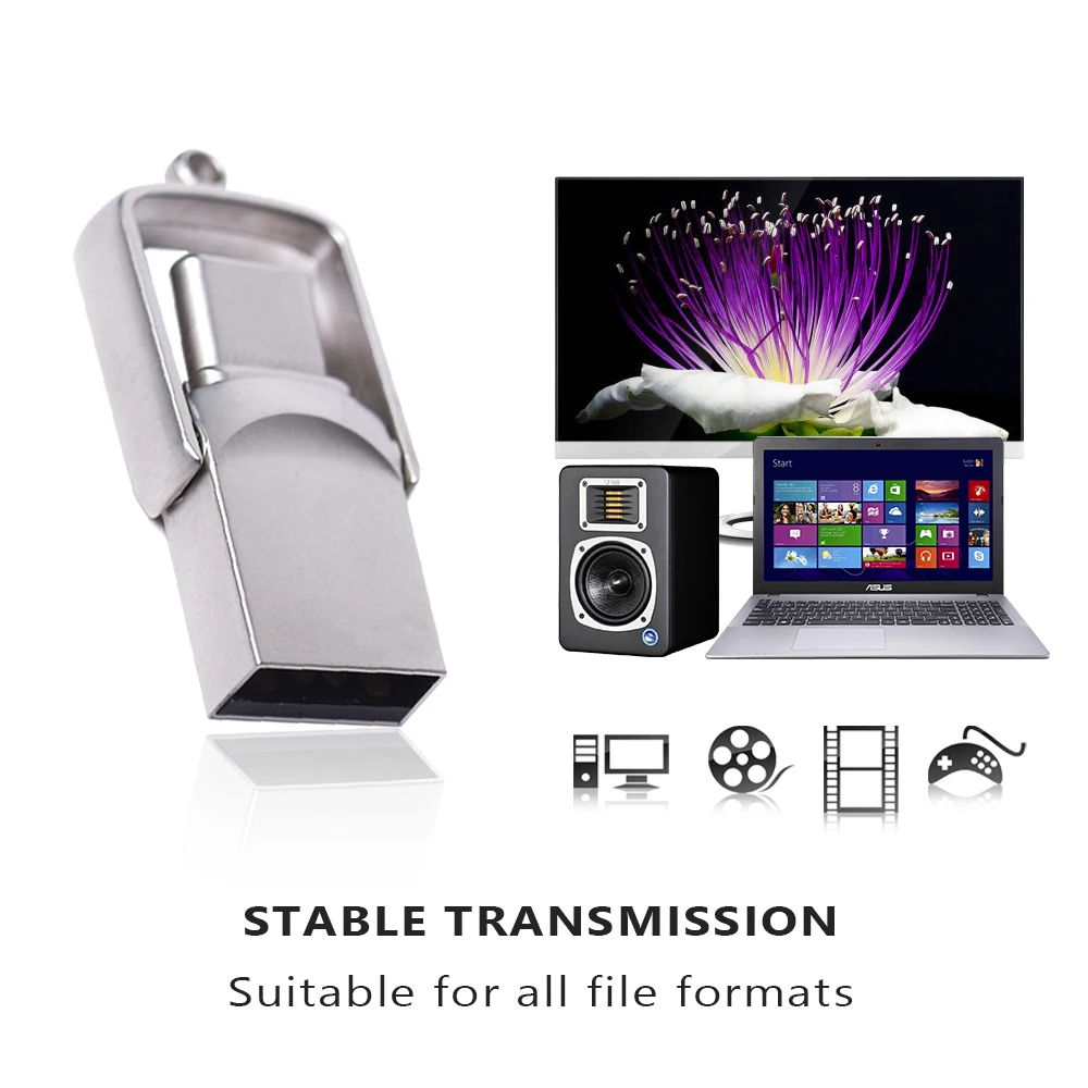 JASTER 미니 메탈 타입-C 2 IN 1 메모리 스틱 128GB 64GB 32GB 16GB 8GB 4GB USB 플래시 드라이브 (휴대폰, 컴퓨터, 카메라용)