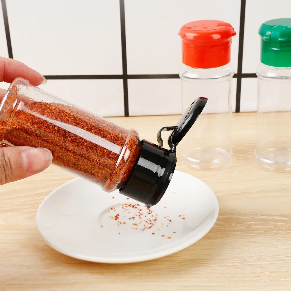 Description Picture 4 of item20/1x Clear Plastic Spice Bottle Kitchen Seasoning Containers Salt Pepper Shaker Jars Barbecue Condiment Bottles Kitchen Gadgets