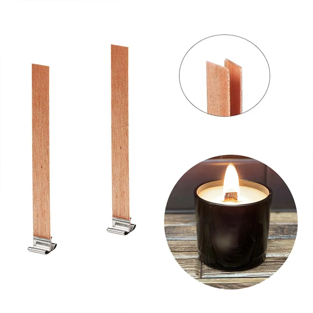 100 Stoppini Per Candele In Legno 20cm Con Basi Metalliche - Per Candele Fai Da Te Artigianali E Decorazioni - Foto 3