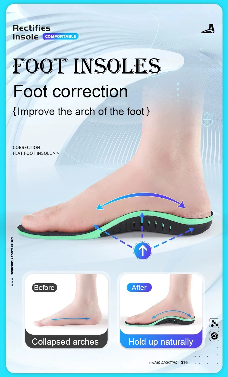 EVA Orthopädische Schuhe Sohle Einlegesohlen Für Füße Arch Fuß Pad X/O Typ Bein Plattfuß Elastische Stoßdämpfung Bequeme Einlegesohlen – Detail 4