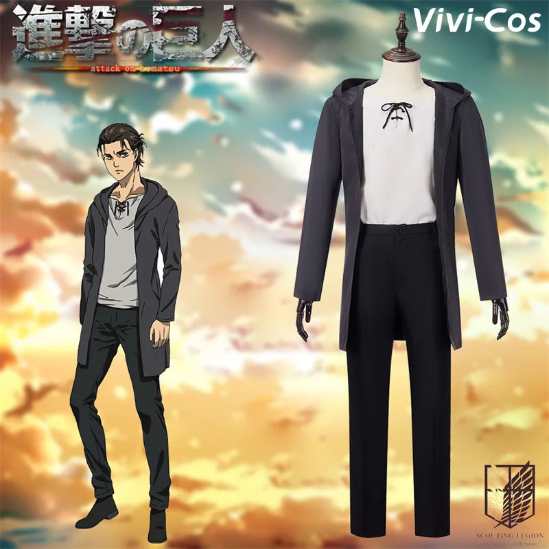 

Vivi-Cos Anime Attack on Titan Eren Jaeger Cool Suit Cosplay Men's Costumes Handsome Halloween Carnival Role Play Party New