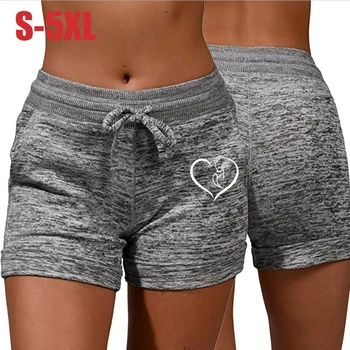 Summer Women's Shorts Printing Elastic High Waist Casual Sport Fitness Running Oversize Female Sweatpants 1