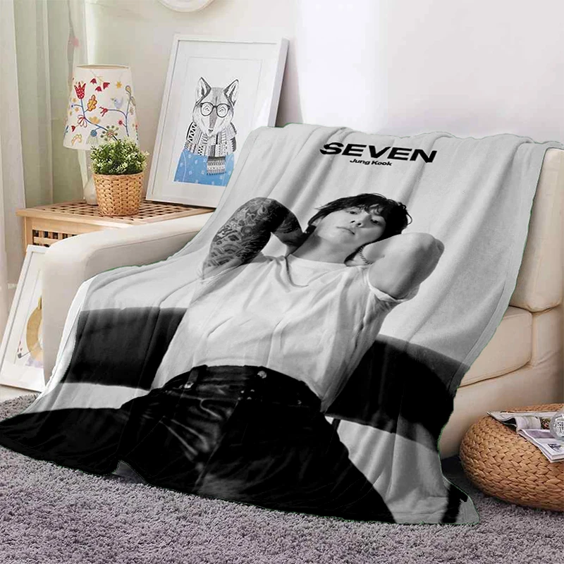 

Fashion Kpop Idol Blanket J-Jung-kook-s Soft Plush ,Flannel Throw for Living Room Bedroom Bed Sofa Picnic