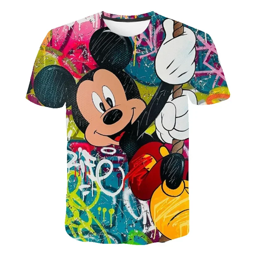 2024 New Summer Disney Mickey Mouse Series Fashion 3D Print Anime T Shirts For Man Kids Casual T-Shirts