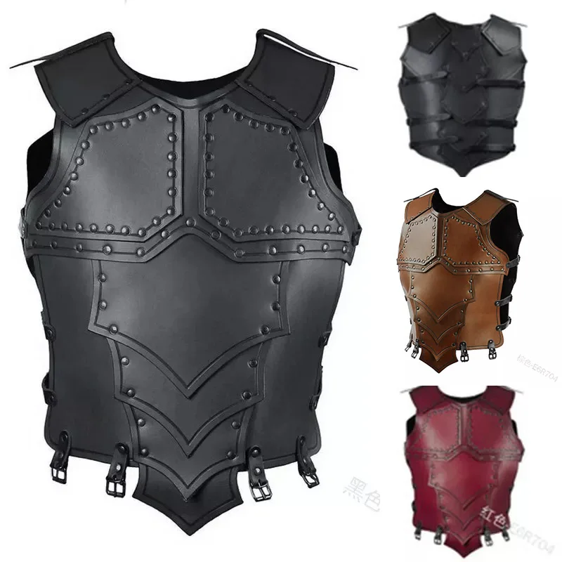 

Medieval Steampunk Viking Knight Leather Vest Armor Roman Warrior Cosplay Costume Renaissance Tabard Coat LARP Outfit For Adult