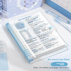 A5 Transparent Soft Cover Checkered Notebook with 120 Pages - 23x17.5cm (Blue)