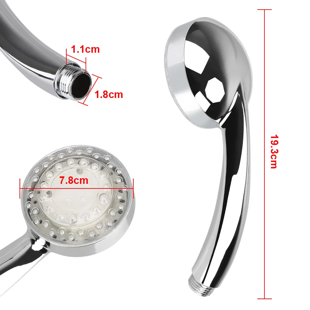 Ultra-Quiet 3 Colors Temperature Sensor Rainfall Top Spray 7 Colors Gradual Changing Square Fixed Showerhead LED Shower Head 5