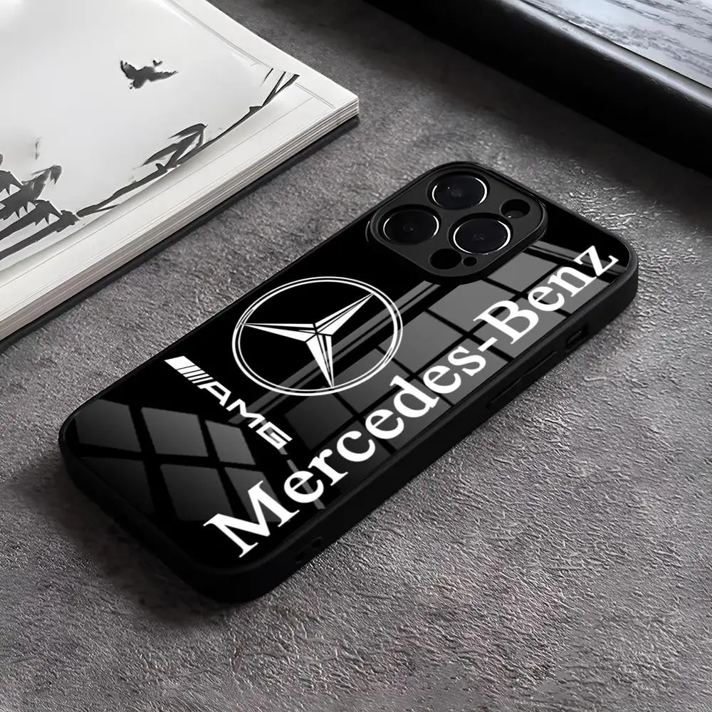 

M-Mercedes-Benzs-A-AMG Phone Case Tempered Glass For iPhone 15 Pro Max 14Pro 13 11 12 Mini X XR XS 8 7 Plus SE Back Cover