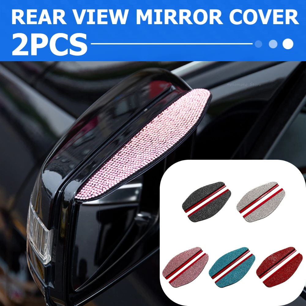 2Pcs Car Rear View Mirror Sticker Rain Eyebrow Weatherstrip Auto
