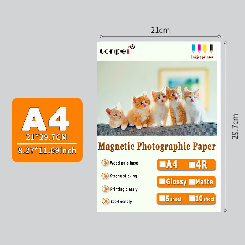 5pcs A4 Magnetic Photographic Paper Inkjet Printing Photo Paper Glossy Matte Stickers DIY Fridge Magnet sticker paper photo paper photo printing paper printable sticker paper printable magnetic sheets