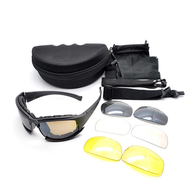 Polarized Tactical Glasses Airsoft Shooting Goggles Outdoor Hiking Hunting Protective Men's Sunglasses 4 Lens