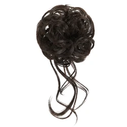 Voluminous Curly Hair Bun Scrunchie in Black Blonde (Dark Brown)