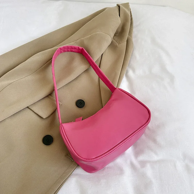Borsa a tracolla semplice in ecopelle PU color caramella, borsa a mano capiente da portare sotto il braccio, ideale per donne e ragazze._voghion.com
