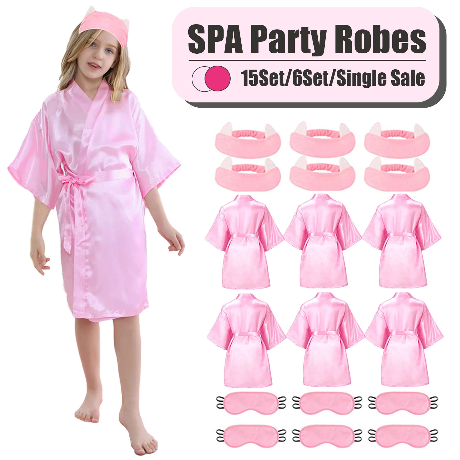 15/6set Spa Party Robes For Girls Birthday Squad Robes Kids Satin ...