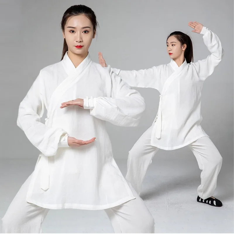 

1 Set Chinese Traditional Cotton Linen Clothing Wudang Tai Chi Practice Martial Art Uniform Taoist Kung Fu Top Pants