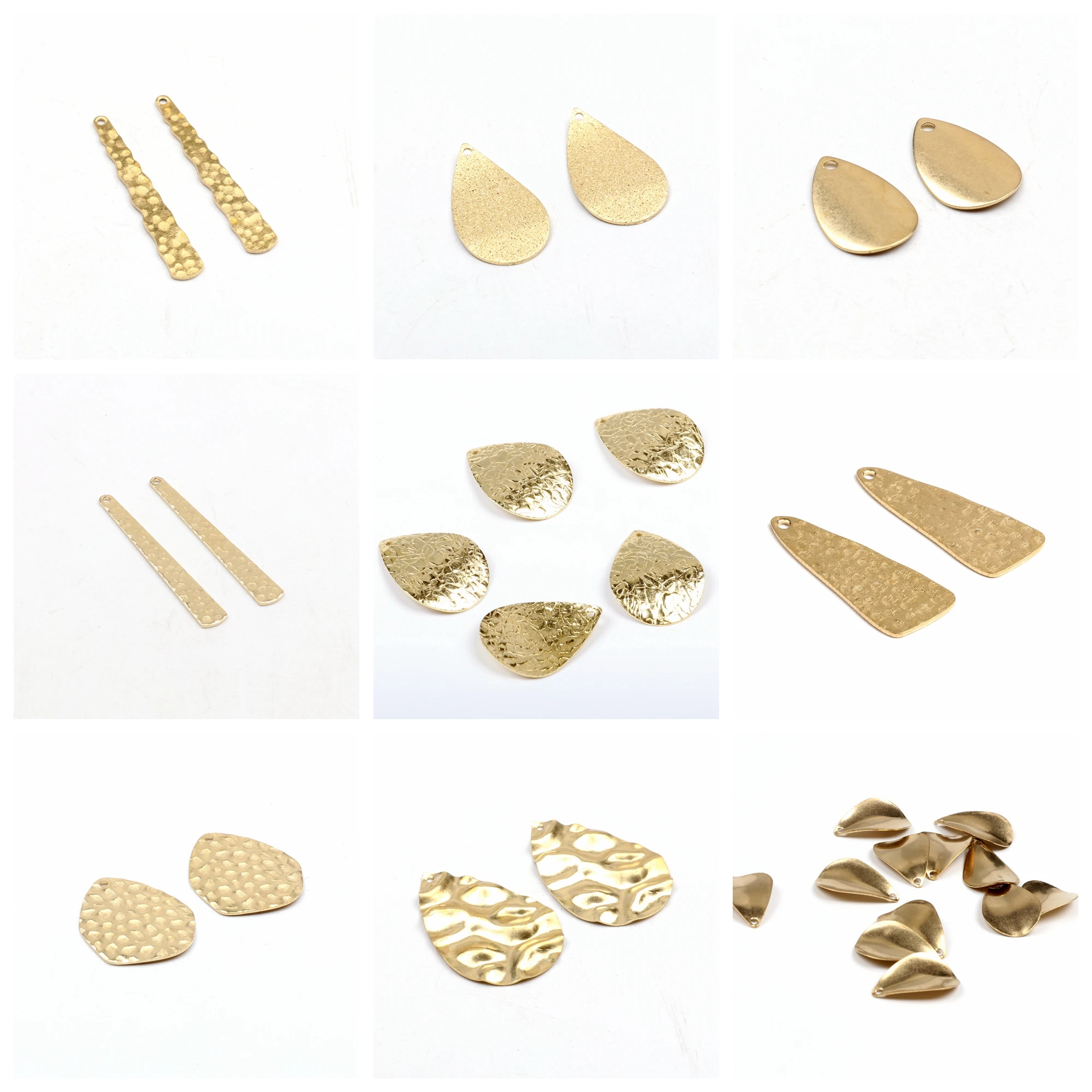 Gehämmerte Charms, tropfenförmiger Messinganhänger, Zubehör für DIY-Ohrringe, Halskette, Armband, DIY-Herstellung, Schmuckzubehör