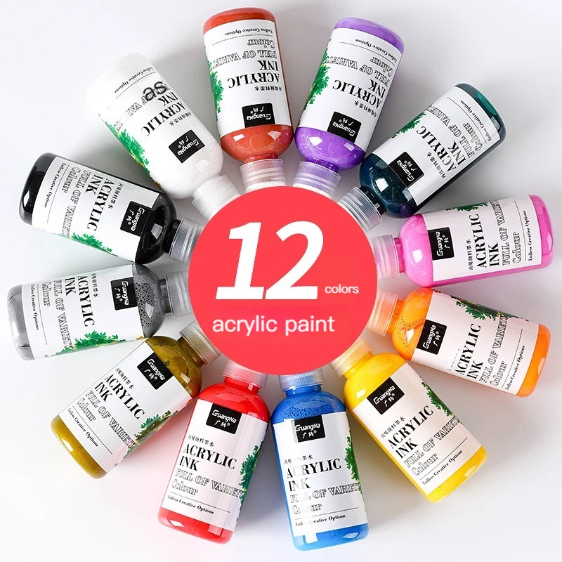 1Bottles Acrylic Paint Pen Refill Ink 12 Colors 120ml Non Toxic Acrylic  Paint DIY Ink No Fading Rich Pigment for Canvas Painting