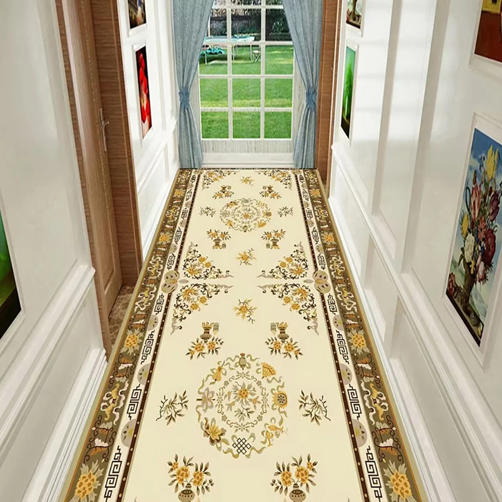 Persian Long Strip Corridor Carpet Retro American Runner Anti-skid Kitchen Aisle Mat Bohemian Living Room Bedroom Decor Area Rug