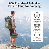 Panneau solaire pliable MHPOWOS 80 W, alimentation portable avec 4 ports (DC/USB-C/2xUSB-A) et connecteur 7 en 1 pour sauvegarde d'urgence 6