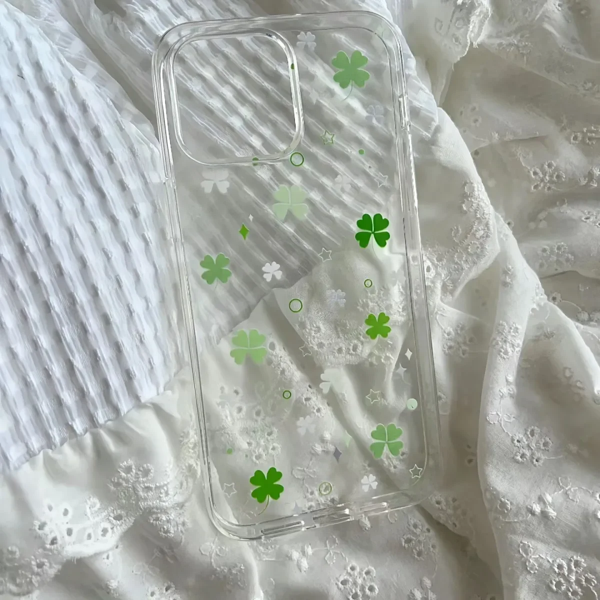 Ins Fresh Four Leaf Clover Korean Creative Cute Phone Case, Y2K Style Cover