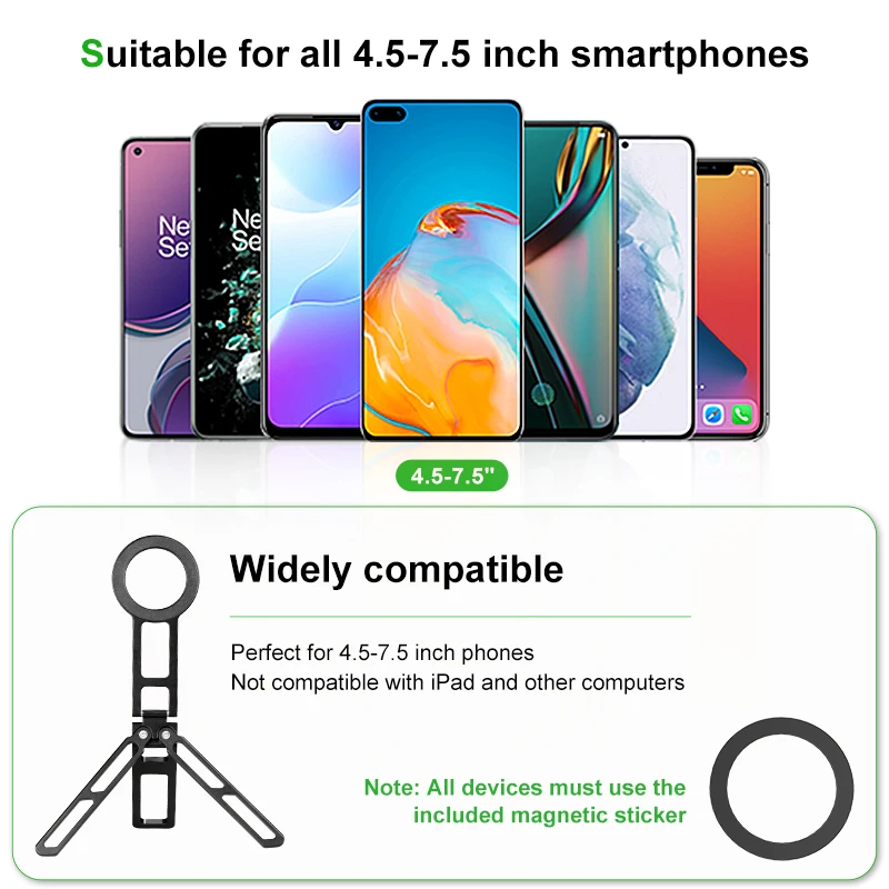 FANAUE Magnetic Pocket Phone Tripod Compatible with Magsafe iPhone Plus Pro Max Foldable Desktop Phone Mount Selfie Stick Handle