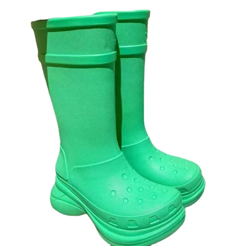 Women Thick Soles Rain Boots New Style Waterproof Non-slip Boots Medium High Soft Tube Women Shoes Fashion Garden Rain Boots