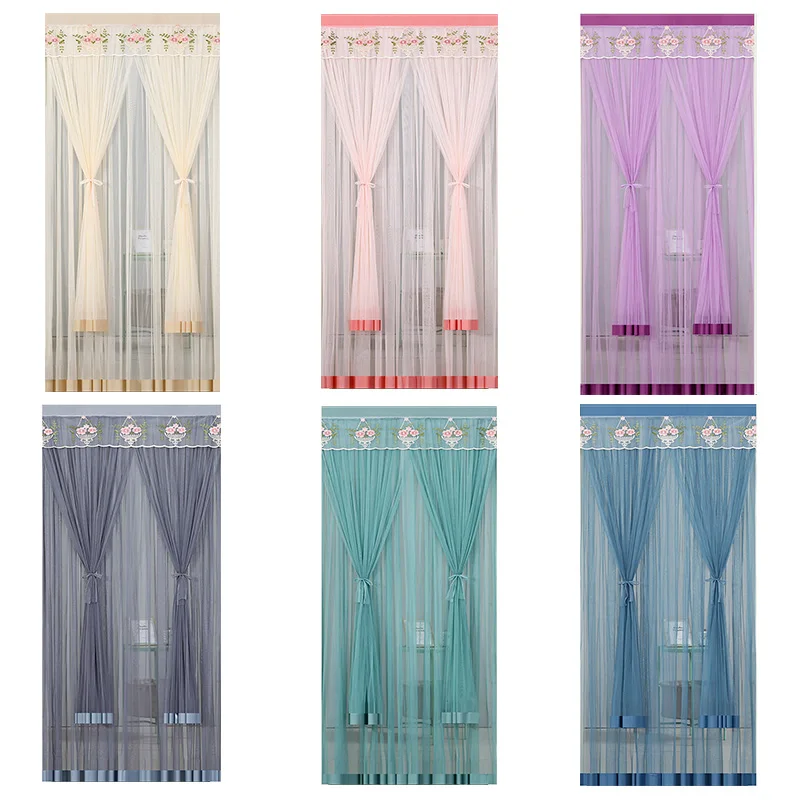 

1pc Summer Mosquito Proof Door Curtain Yarn Home Non Perforated Lace Side Door Curtain Bedroom Kitchen Mosquito Proof Net Screen