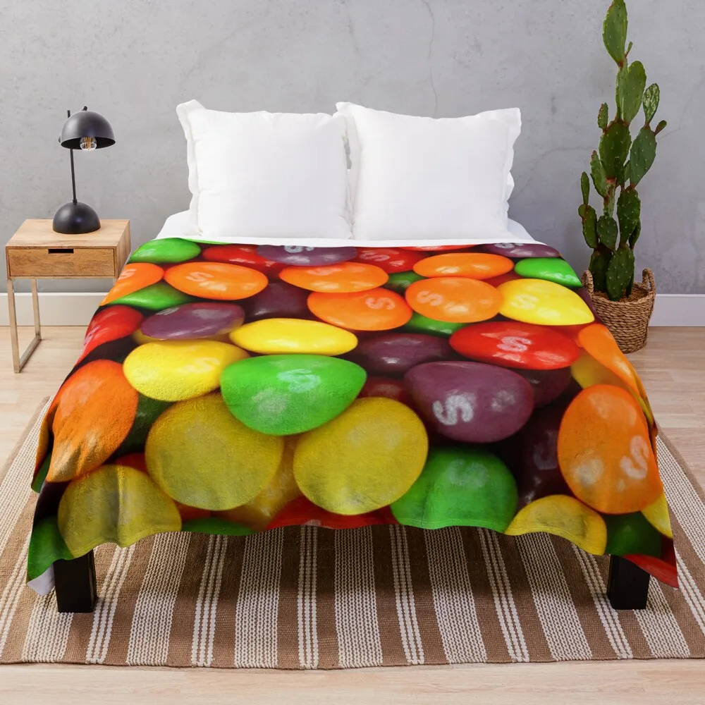 

Skittles Throw Blanket Flannel Fabric wednesday Blankets