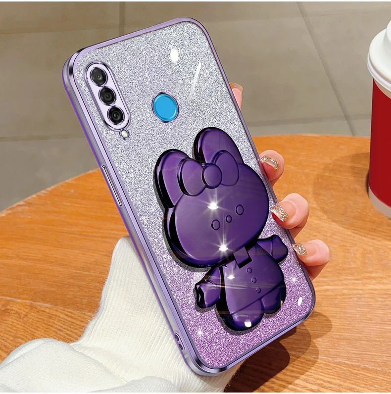 Coque de protection souple avec miroir de maquillage et motif lapin pailleté pour Huawei P30, P40, P50, P60 Lite, Y7, Y6, P30lite, Mate 30, 40, 50_voghion.com
