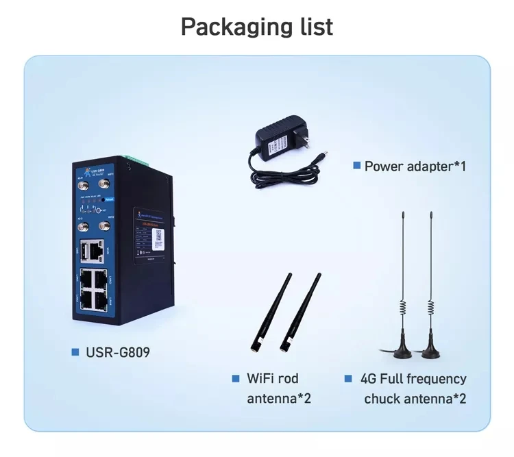 다기능 고성능 딘레일 4G 산업용 제어 장치 USR-G809 지원 VPN, 이메일/SMS/비정상 알람