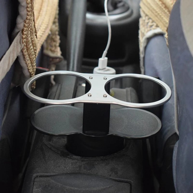 1개 유니버설 더블 홀 차량용 컵 홀더 음료수 거치대 자동차 브래킷 음료수 홀더
