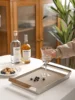 Nordic Luxury Stainless Steel Serving Tray Leather Woven Storage Tray with Handles for Home Decoration Table Room Gift 2