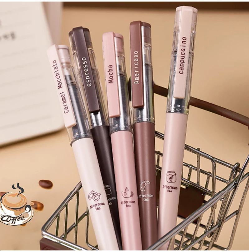 6 Stück/Set Nachmittagstee-Serie Gelstift-Set Modernes Design Schnelltrocknend 0,5mm Schwarzer Gelstift für Schüler Schule Büro Schreibwaren – Detail 7