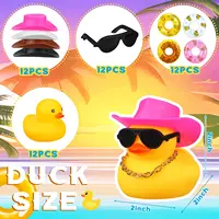 12/24/36 Set Cowboy Rubber Duck Mini Rubber Duckies with Mini Cowboy Hat Swim Circle Sunglasses for Bathtub Toys Car Dashboard 2
