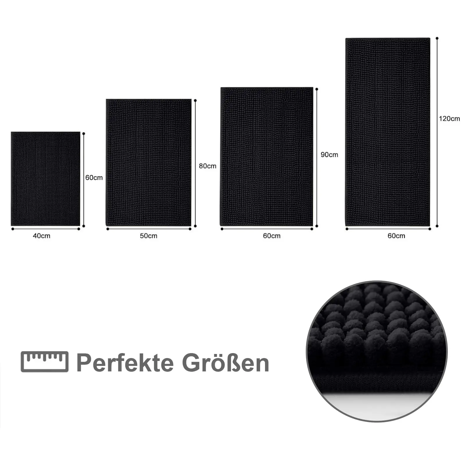 Hapihappy Bathroom Rug Chenille Bath Mat Non-Slip Bathroom Rug Soft Bath Mat Absorbent Bath Mat Washable Shower Mat for Bathroom 4