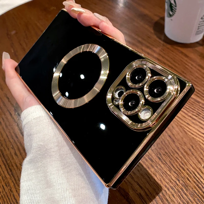 Luxury Magsafe square galvanized phone case for iPhone 11 12 13 14 Pro Max 14 Plus wireless charging soft shock cover_voghion.com