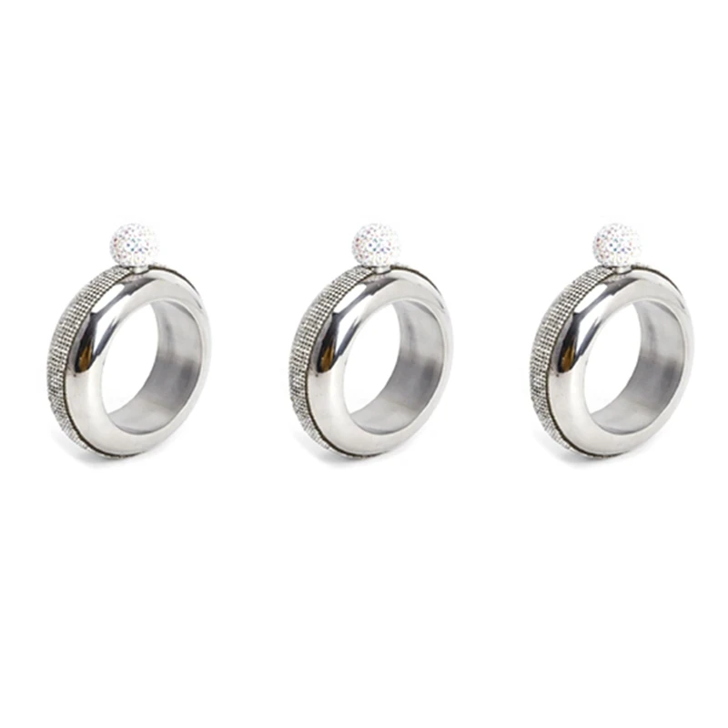 Boccette Per Bracciale In Acciaio Inossidabile 3X Portable Wine Whisky Hip Flask Flagon Bottiglia Per Bere Cucina Contenitore Per Vino, Argento