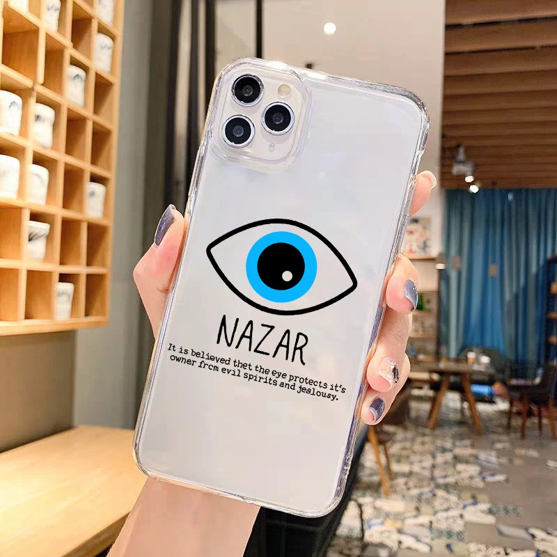 apple 13 pro max case GYKZ Lucky Eye Blue Evil Eye Print Clear Phone Case For iPhone 11 12 13 Pro MAX SE20 XR X XS 7 8 6Plus Soft Silicone Back Cover iphone 13 pro max case