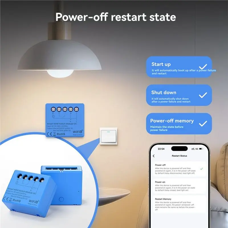 A41Z-Wifi 6 스마트 스위치 스마트 홈 DIY 차단기 릴레이(건식 접점 포함) DC/AC 중성/라이브 접점 릴레이 기능 제어