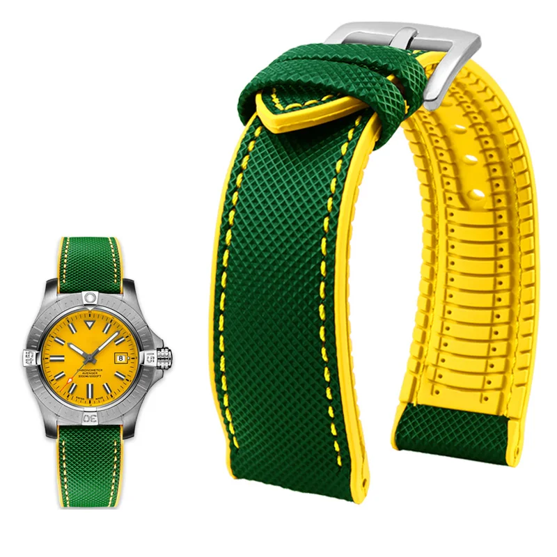 Durable Canvas Nylon Waterproof Watch Strap with Rubber Lining - Men's Watchband Accessories