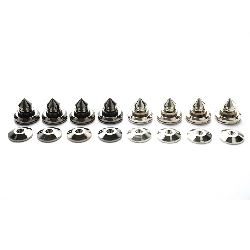 Set of 4 Premium Pure Copper Silver Speaker Spike Pads for Enhanced Sound Quality
